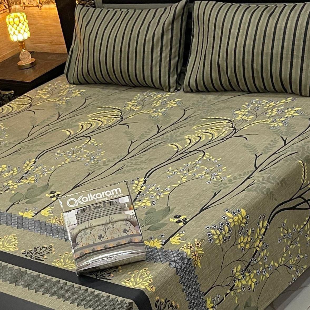 Cotton Gold fabric King Size Bed Sheet