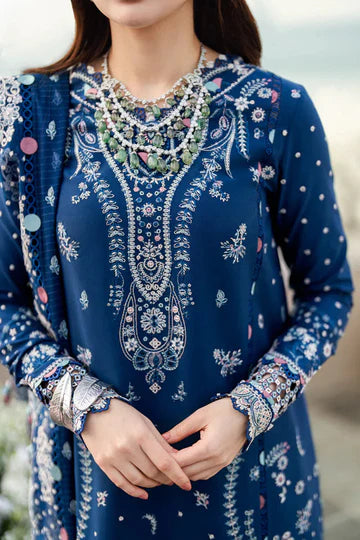 QALAMKAR - 3PC LAWN EMBROIDERED SUIT -0098-