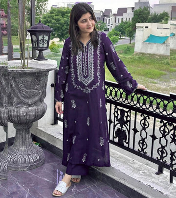 EMBROIDERY LAWN 2PC BY HALEEMA -HP335-E