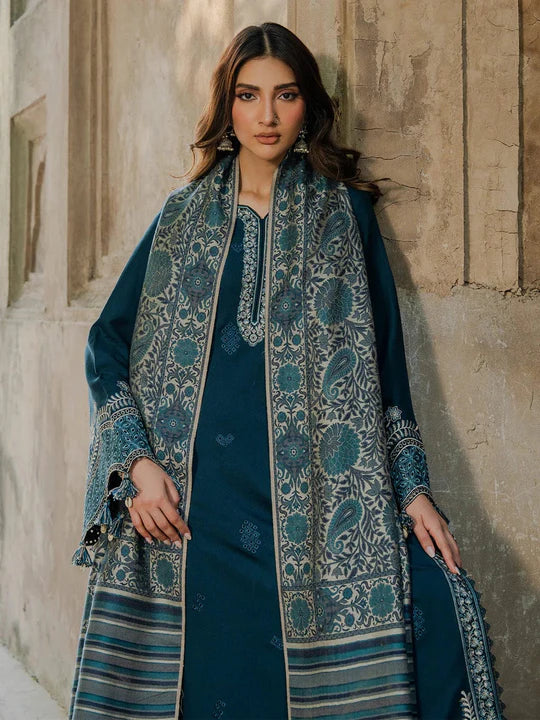 3PC Unstitched Lawn Embroidered Suit By Haleema