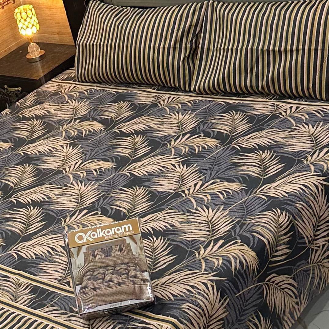 Cotton Gold fabric King Size Bed Sheet