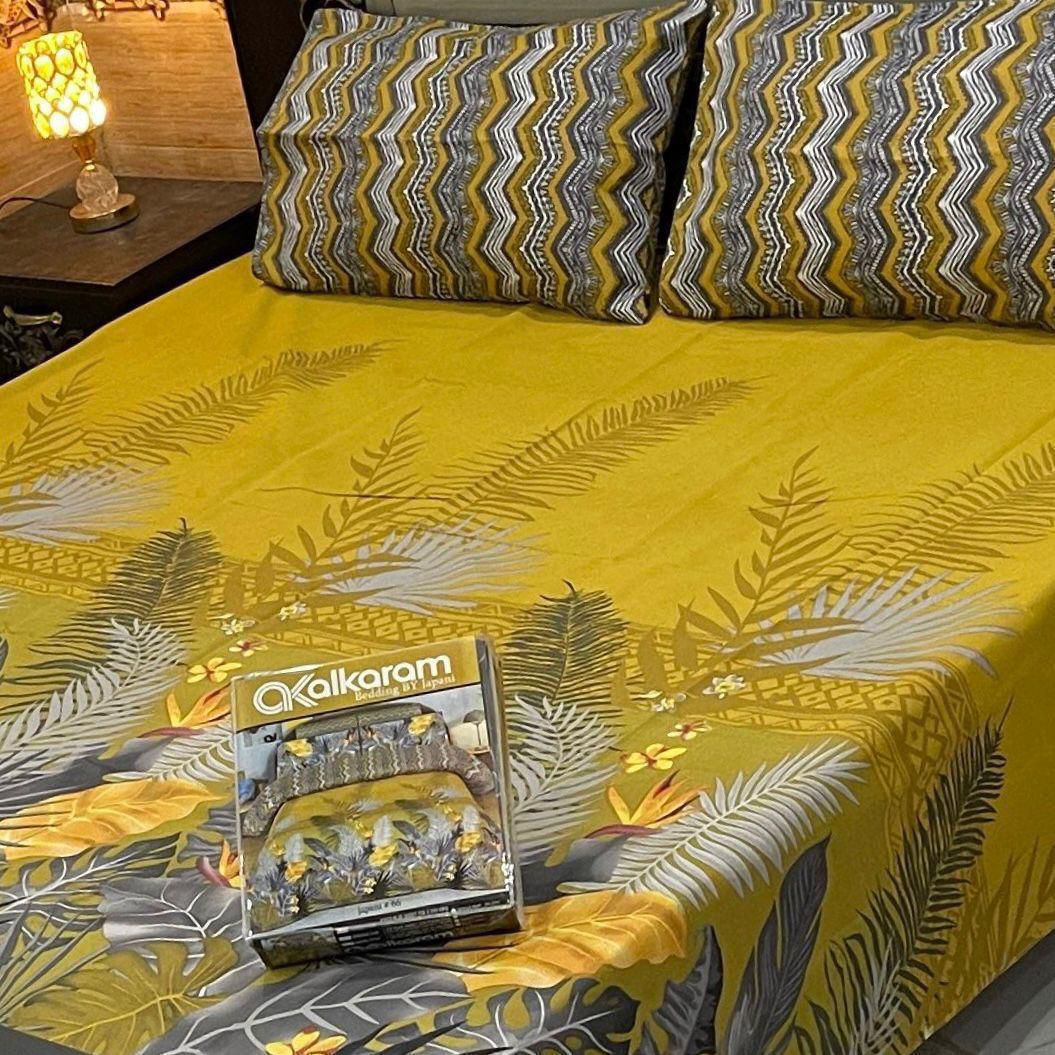Cotton Gold fabric King Size Bed Sheet