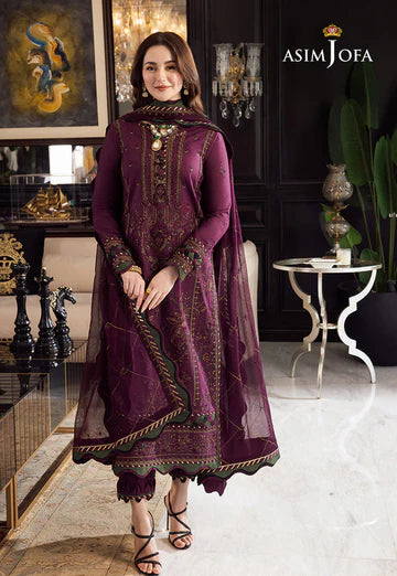 ASIM JOFA-EMBROIDERED LAWN 3PC SUIT WITH LAWN SHIRT AND TOUSER -HA 105