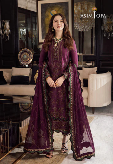 ASIM JOFA-EMBROIDERED LAWN 3PC SUIT WITH LAWN SHIRT AND TOUSER -HA 105