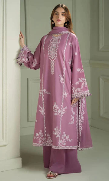 CROSS STICHED EMBROIDERED LAWN 3PC SUIT - CS58222-